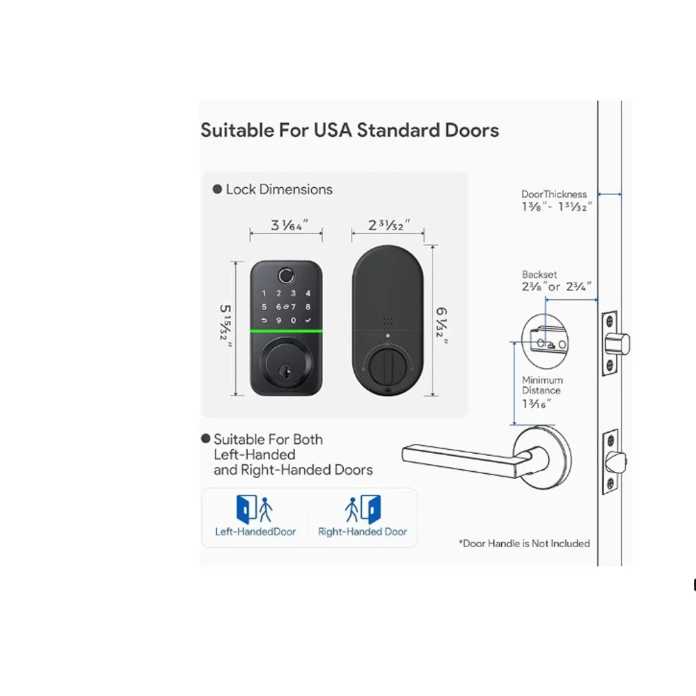 KUCACCI Keyless Entry Fingerprint Smart Door Lock App Bluetooth T17 Door Lock
